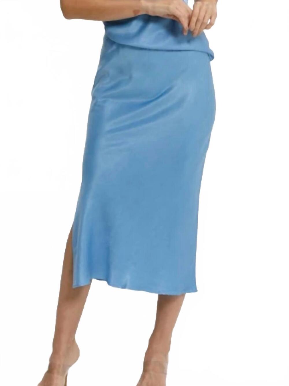 NEW CALI DREAMING elastic waist slip skirt in luxembourg blue
